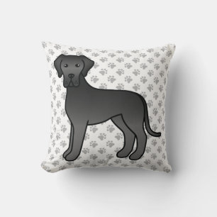 Almofada Cão e patas de cartografia em branco preto-escuro