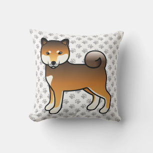 Almofada Cão e patas do cartoon Shiba Inu Red Sésame