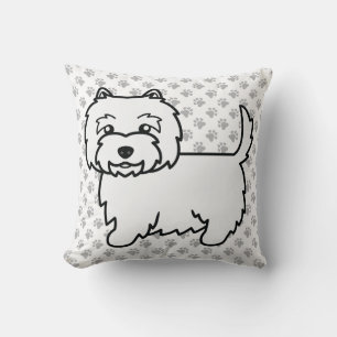 Almofada Cão e patas do Cartoon White Terrier, West Highla