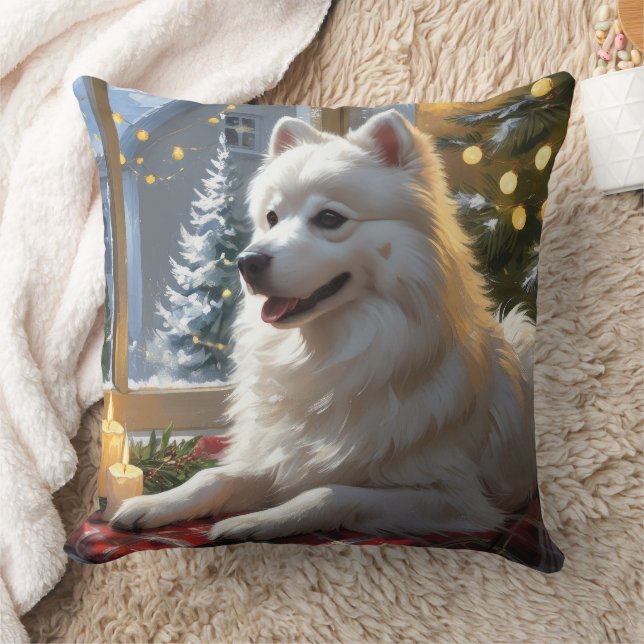 Almofada Cão Esquimó Americano com Luzes de Natal Feriado (Cobertor)