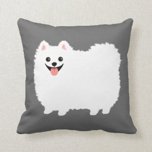Almofada Cão Feliz Fluffy Pomerânia Branca