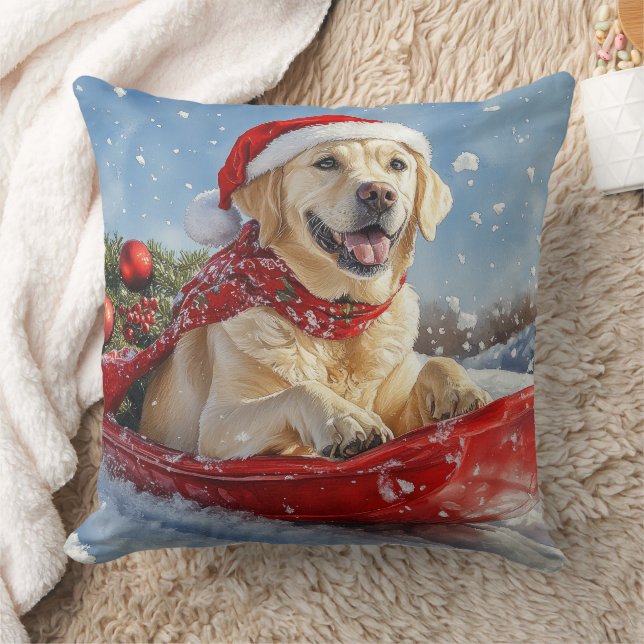 Almofada Cão Labrador em Trenó Deixe Nevar Natal (Cobertor)