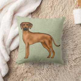 Almofada Cão Leão Cartoon Marrom Rhodesian Ridgeback Verde