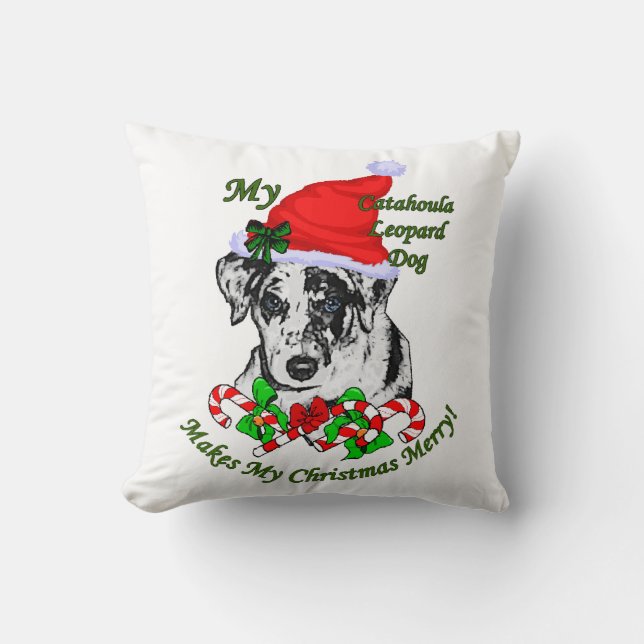 Almofada Cão Leopardo Catahoula Natal (Frente)