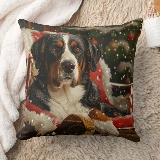 Almofada Cão Montanhês Suíço Grande Natal Festivo (Cobertor)