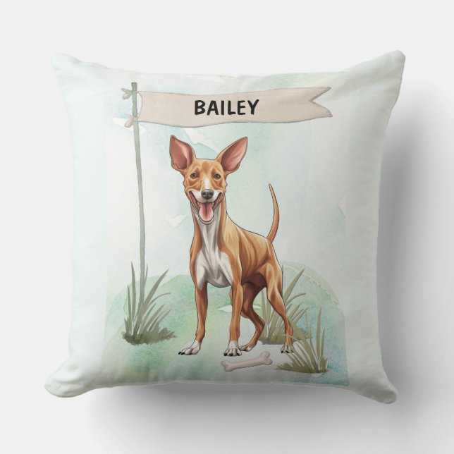 Almofada Cão Pharaoh Hound Aquarela Personalizado (Frente)