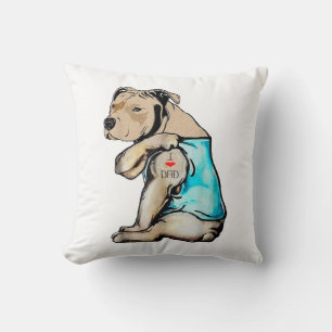 Almofada Cão Pitbull Eu Amo Pai Tatuagem Divertida Família