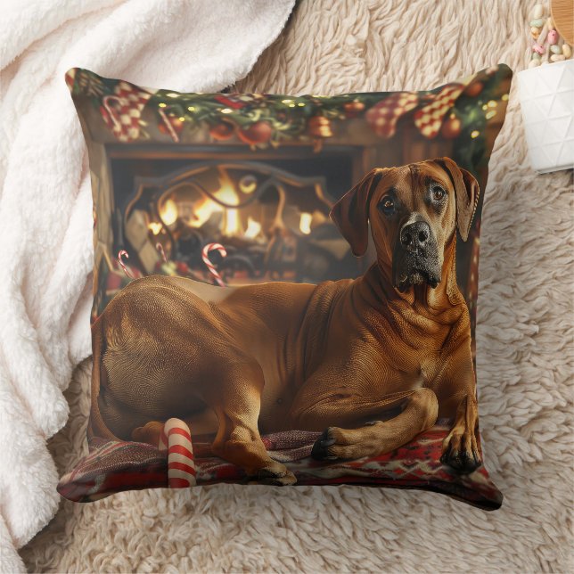 Almofada Cão Ridgeback Rodeiano Natal Festivo (Cobertor)