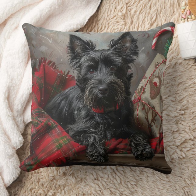 Almofada Cão Terrier Escocês Natal Festivo (Cobertor)