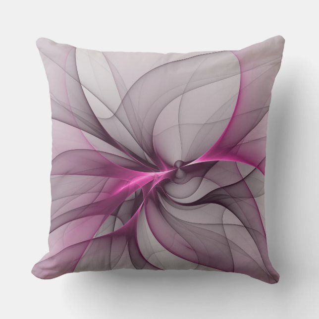 Almofada Caos Elegante Arte Fractal Abstrata Moderna Rosa (Frente)