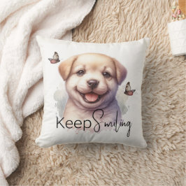 Almofada Cãozinho Bonito Continue Sorrindo Personalizado
