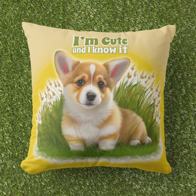 Almofada Cãozinho de Corgi na grama | animais de estimação  (Criador carregado)