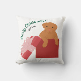 Almofada Cãozinho personalizado em uma caixa de presentes