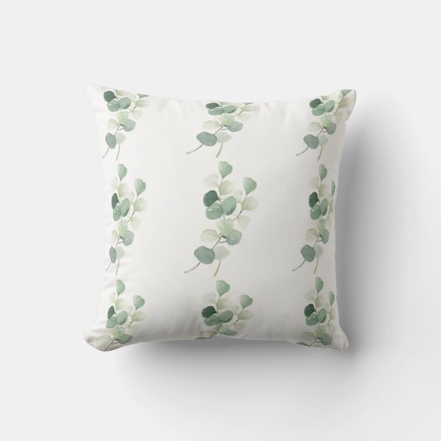 Almofada Capa de Edredão Folhas de Eucalipto Verde Pastel (Frente)