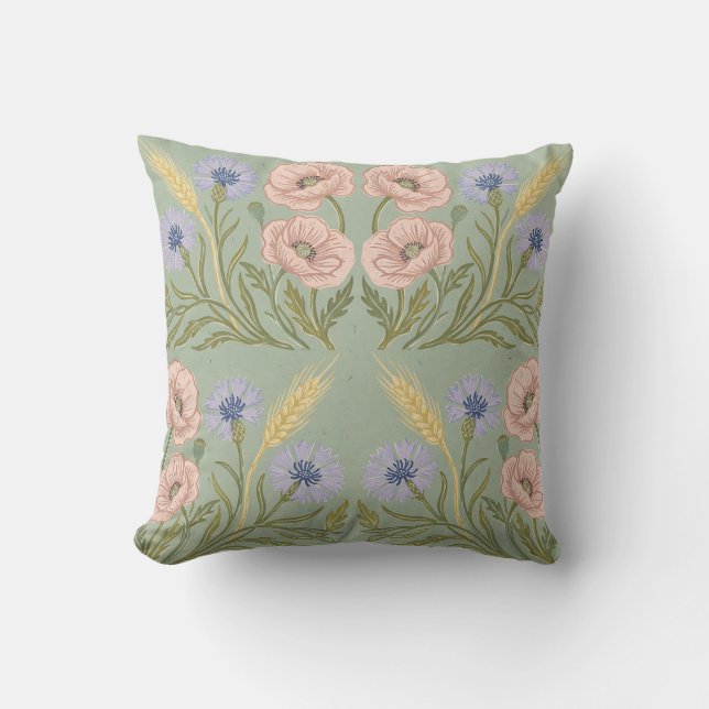 Almofada Capa de Travesseiro com Impressão Floral de Bloco  (Frente)