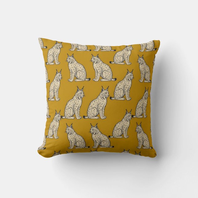 Almofada Capa de Travesseiro com Padrão de Lince Arte Decor (Frente)