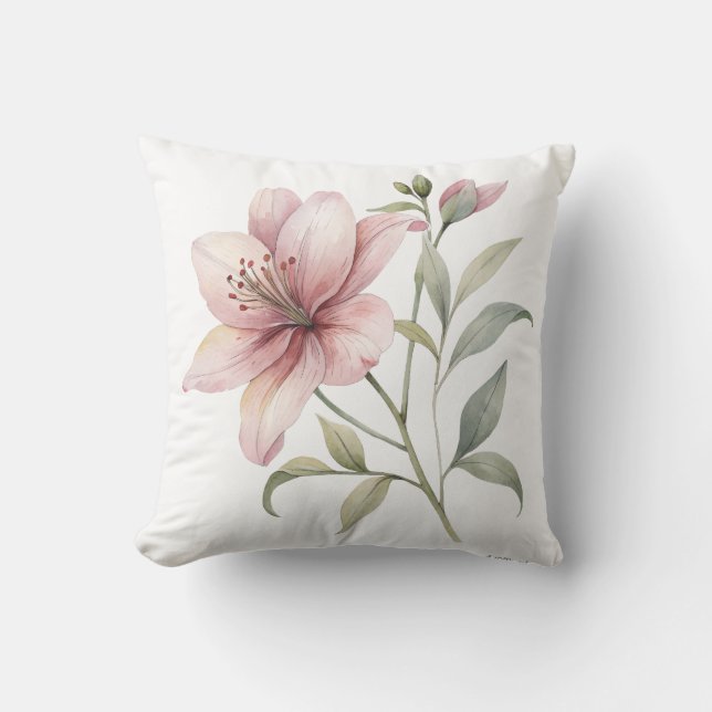 Almofada Capa de Travesseiro Flor Rosa Bege Estética (Frente)