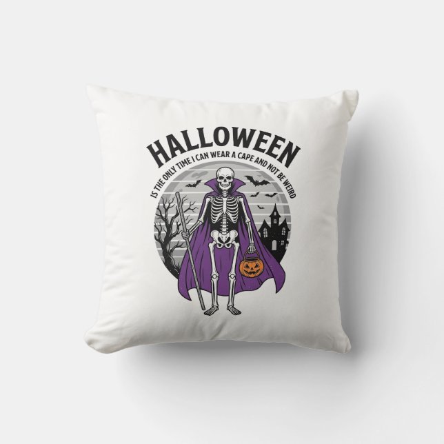 Almofada Capa engraçada de Halloween de esqueleto Citação D (Frente)