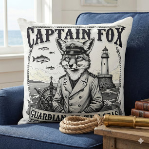 Almofada Capitão Fox Guardião do Mar Desenho Náutico
