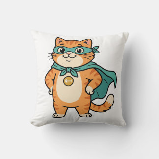 Almofada Capitão Whiskerton – Gato Laranja Fofo Super-Herói