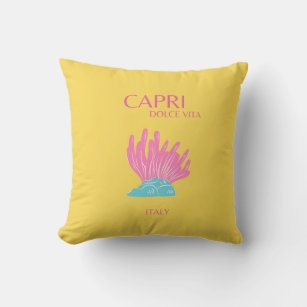 Almofada Capri Dolce Vita, Viagem art, amarelo