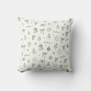 Almofada Caprichoso Desenho à Mão Doodle Verde
