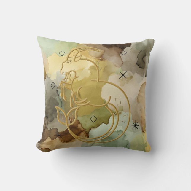 Almofada Capricórnio Dourado (Frente)