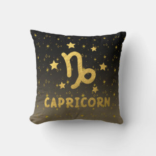 Almofada Capricórnio Zodiac Preto e Travesseiro decorativo
