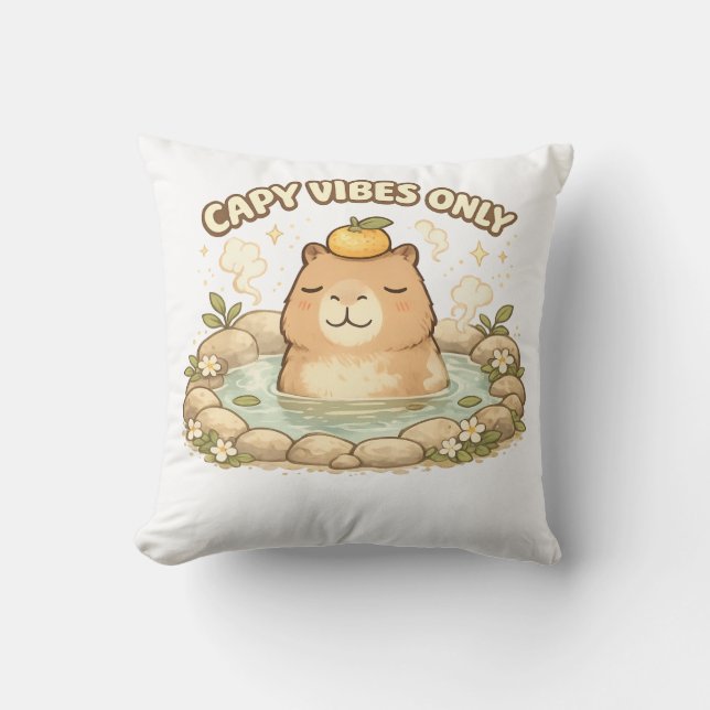 Almofada Capy Vibes Only Fofo Capivara Kawaii (Frente)