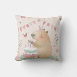 Almofada Capybara Birthday Bash Travesseiro decorativo