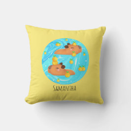 Almofada Capybaras Em Água Com Laranjas