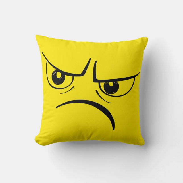 Almofada Cara irritada do amarelo do olhar severo (Frente)
