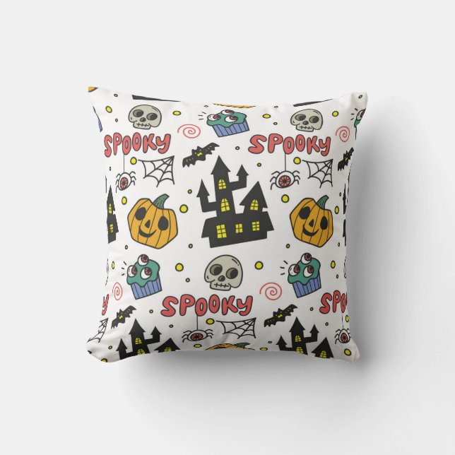 Almofada Caracteres de Halloween: Padrão Whimsical Seamless (Frente)
