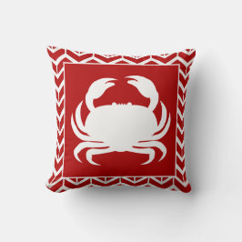 Almofada Caranguejo Red White Herringbone Costeira Moderna 