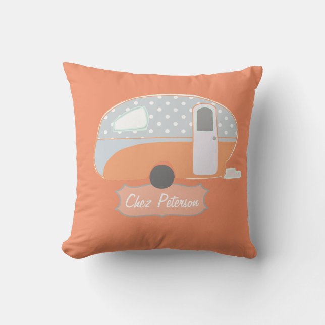 Almofada Caravana Retro Laranja (Frente)