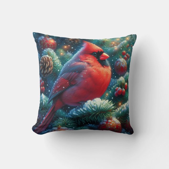 Almofada Cardeal de Natal/Inverno (Frente)
