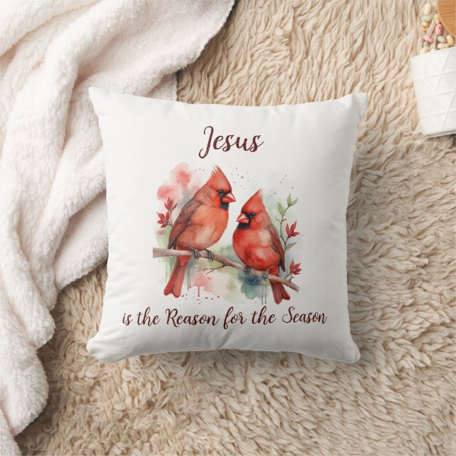 Almofada Cardeal Vermelho de Natal Jesus Razão da Temporada (Cobertor)