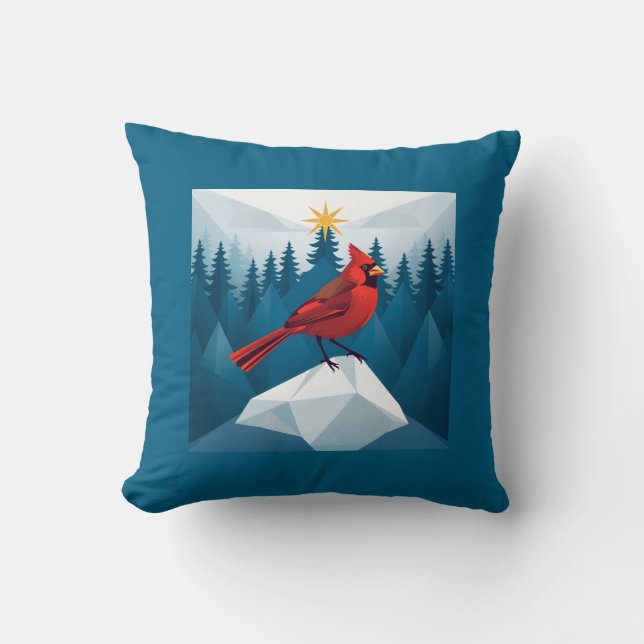 Almofada Cardinal Christmas mountian scene fun  (Frente)