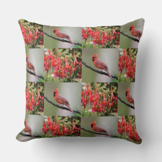 Almofada Cardinal Vermelho e Padrão Fúcsia Caprichosos