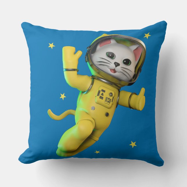 Almofada Caricatura de Gato Astronauta (Frente)