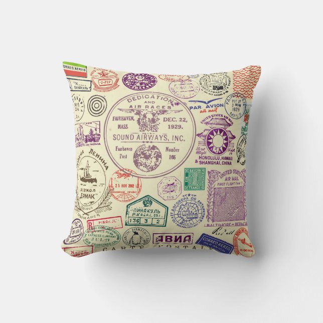 Almofada Carimbos, conjunto decorativo de documentos. (Frente)