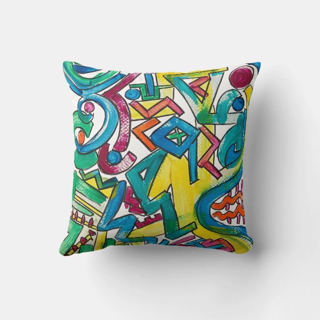 Almofada Carnaval-Arte Geométrica Moderna Pintada à Mão (Verso)