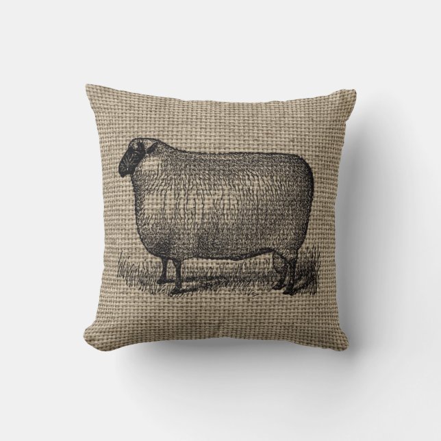 Almofada Carneiros do vintage na serapilheira (Frente)