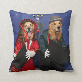 Almofada Carolers do Natal do golden retriever