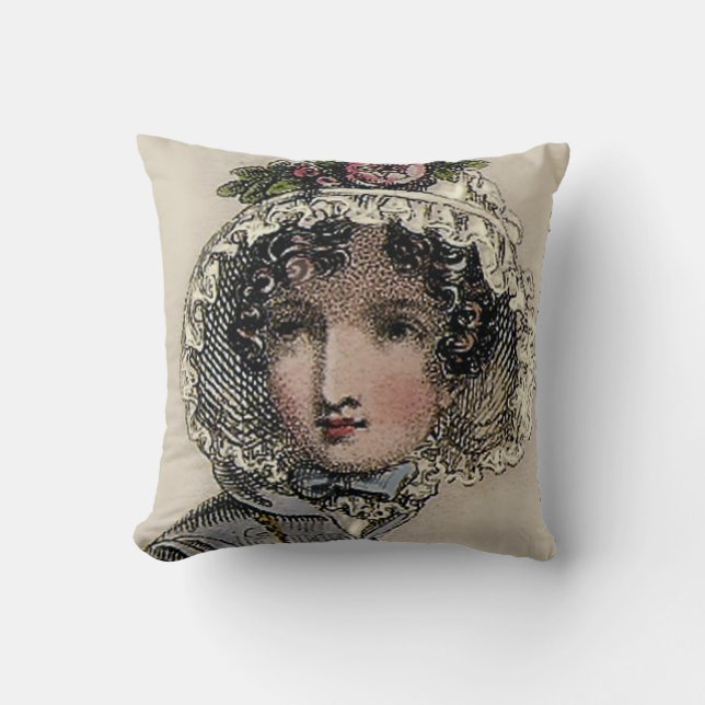 Almofada Caroline, Jane Austen inspirou preto, romântico (Frente)