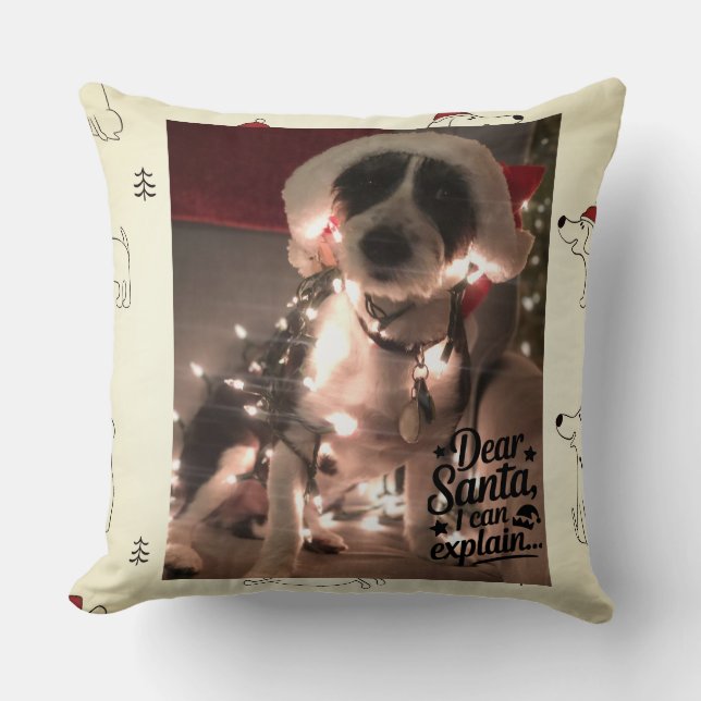 Almofada Caros Papais noeis que posso explicar (cão) (Frente)