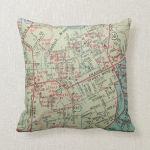 Almofada CARRBORO E CHAPEL HILL, mapa do vintage do NC