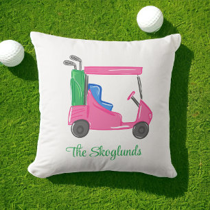Almofada Carrinho de Golfe Rosa Pré-Paposto Personalizado