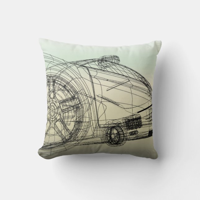 Almofada carro de esportes de 3D Wireframe (Frente)