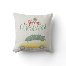 Carro Feliz de Natal com árvore em cores mudas